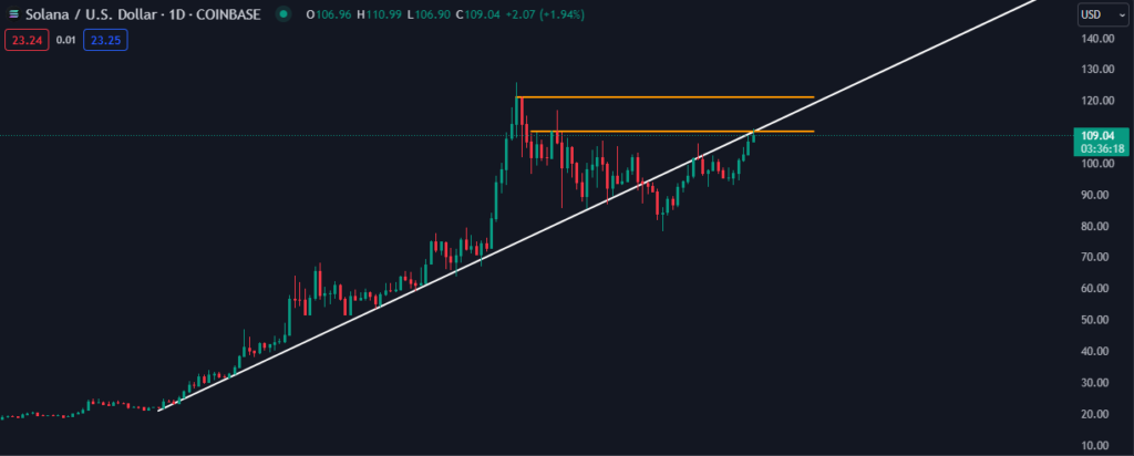 Solana Price Analysis 2 10 24 SOL price chart parallel line